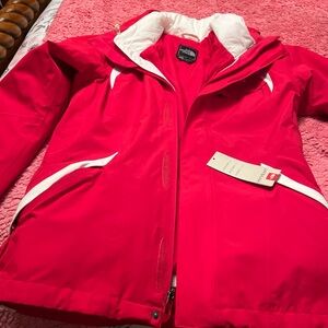 The North Face Red and White Puffer Jacket three in one jacket new with tag